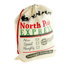 Large Cotton Christmas Santa Gift Sacks, 27-inch x 19-inch