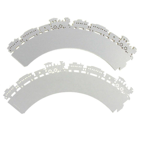 Choo Choo Train Cupcake Wrap, 2-Inch, 12-Piece, White