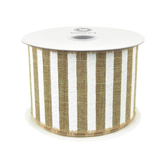 White Bold Lines Canvas Ribbon, 2-1/2-Inch, 10 Yards