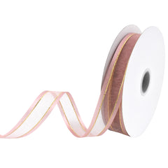 Gold-Lined Satin Edge Organza Ribbon, 25-yard