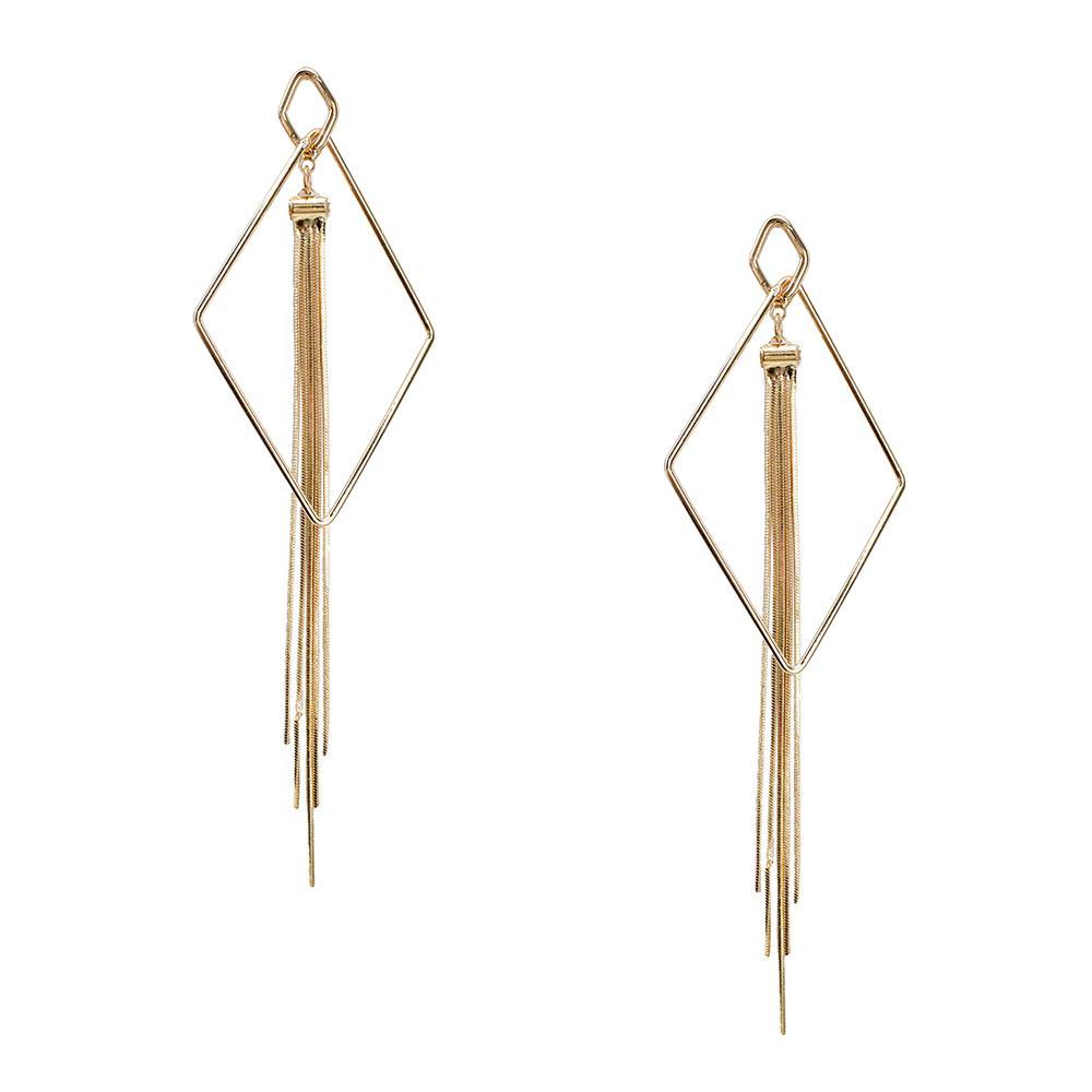 Hanging Diamond Tassel Earrings, 6-Inch