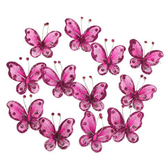 Organza Nylon Glitter Butterflies, 2-inch, 20-count