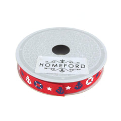 Nautical Anchor and Lifebuoy Grosgrain Ribbon, 5/8-inch, 10 Yards