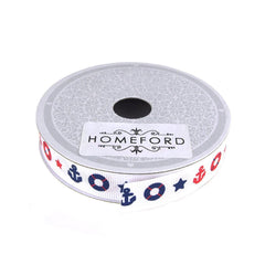 Nautical Anchor and Lifebuoy Grosgrain Ribbon, 5/8-inch, 10 Yards