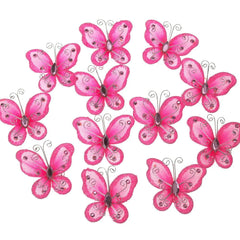 Organza Nylon Glitter Butterflies, 2-inch, 20-count