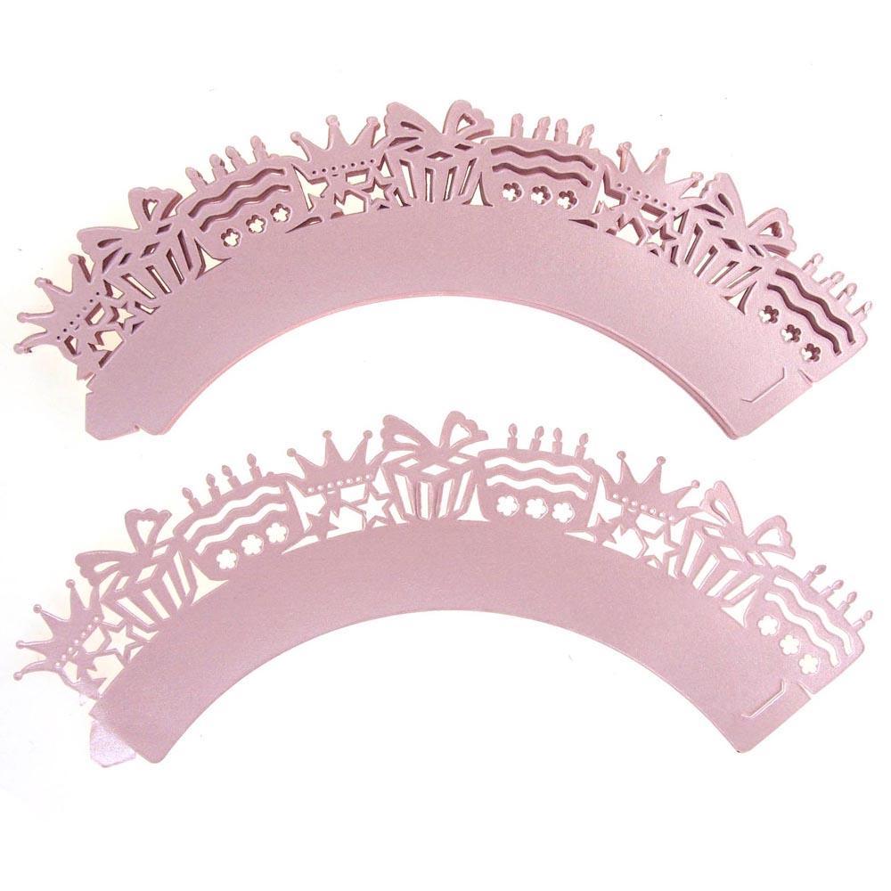 Birthday Girl Paper Cupcake Wrap, 2-Inch, 12-Piece. Pink