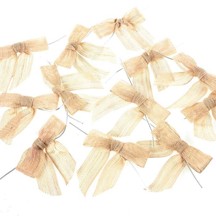 Burlap Jute Pre-tied Bow, 7/8-Inch, 12-Piece, Natural