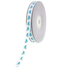 Baby Foot Print Grosgrain Ribbon, 3/8-Inch, 25-yard
