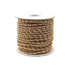 Twisted Cord Rope 2 Ply, 3mm, 25-yard, Gold Trim