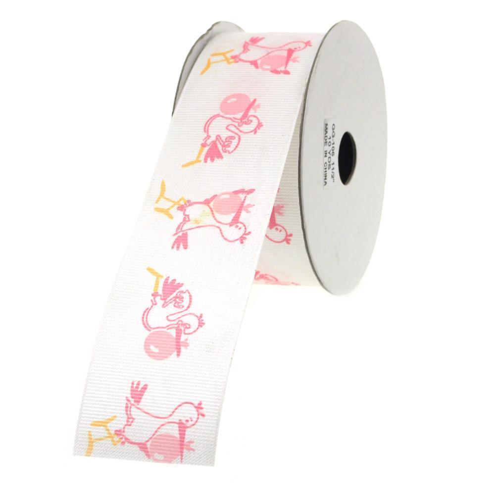 Flying Stork White Polyester Ribbon, 1-1/2-Inch, 10-Yard