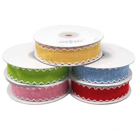 Scalloped Edge Faux Jute Ribbon, 1-inch, 10-yard