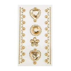 Self-Adhesive Rhinestone Stickers, Circle/Flower/Hearts, 6-count