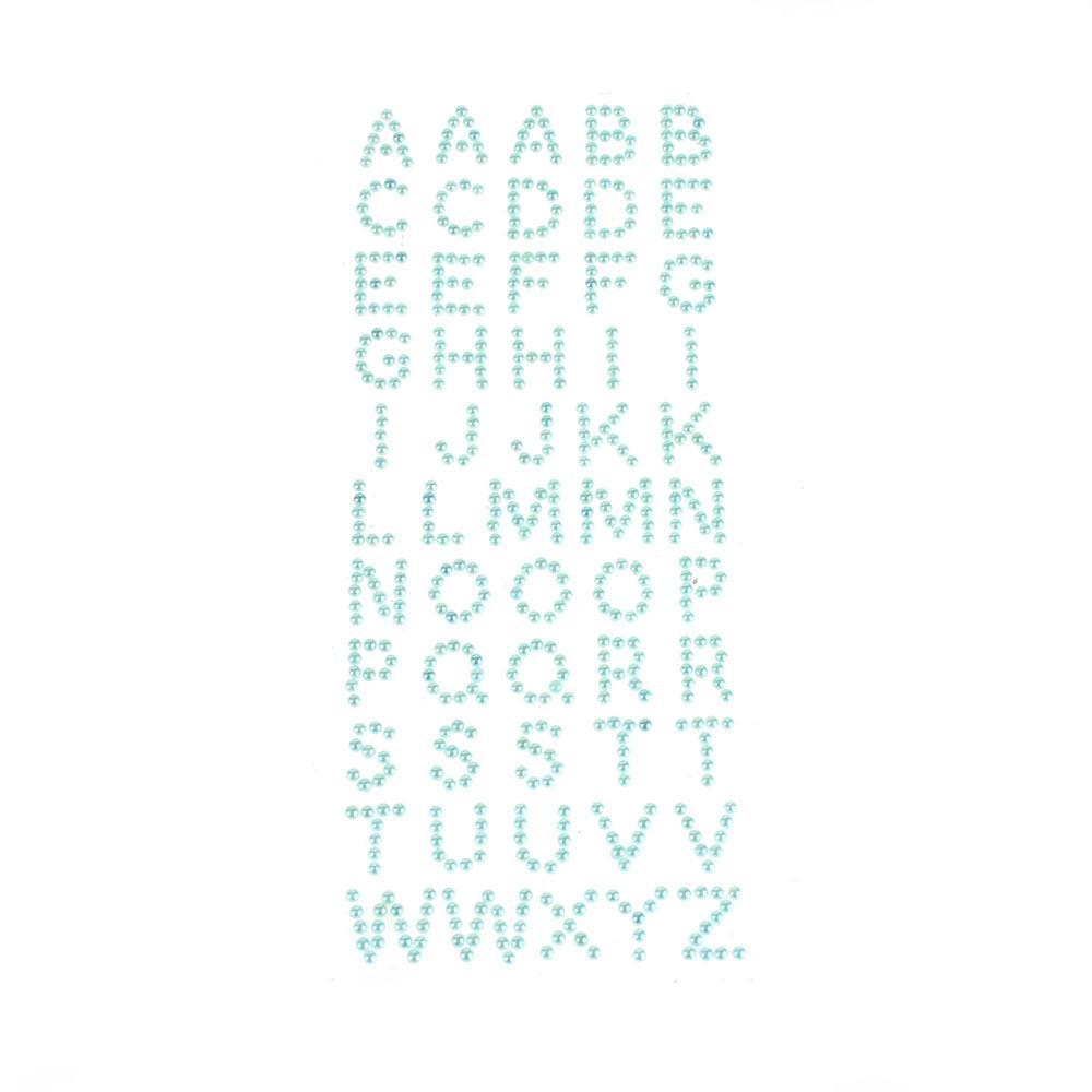 Beaded Pearl Alphabet Letter Stickers, 1/2-Inch, 55-Piece