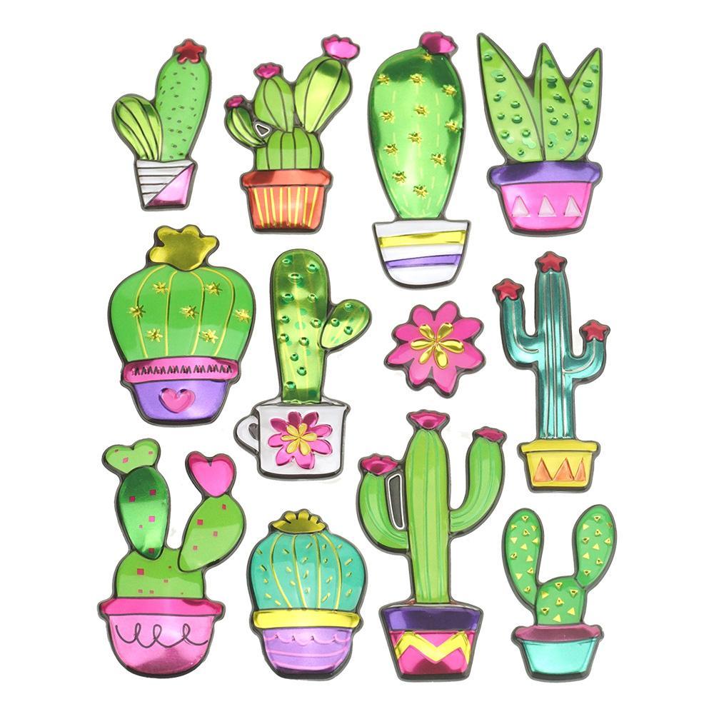 Metallic Succulent Pop Up Stickers, 12-Piece