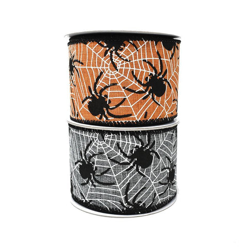 Halloween Spiders and Cobwebs Wired Ribbon, 2-1/2-Inch, 10-Yard