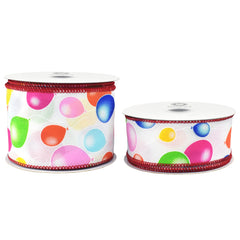 Party Balloons Celebration Wired Ribbon, 10-yard