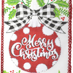 Merry Christmas Hanging Ornaments Satin Wired Ribbon, 2-1/2-inch, 10-yard