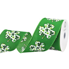 St. Patrick's Shamrock Clover Silhouette Wired Ribbon, 10-yard