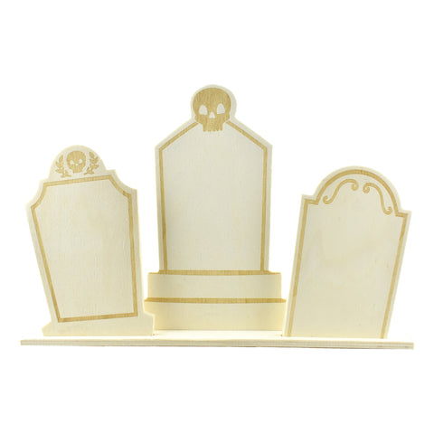 Halloween Graveyard Headstone Wooden Table Top Decoration, 9-1/4-Inch