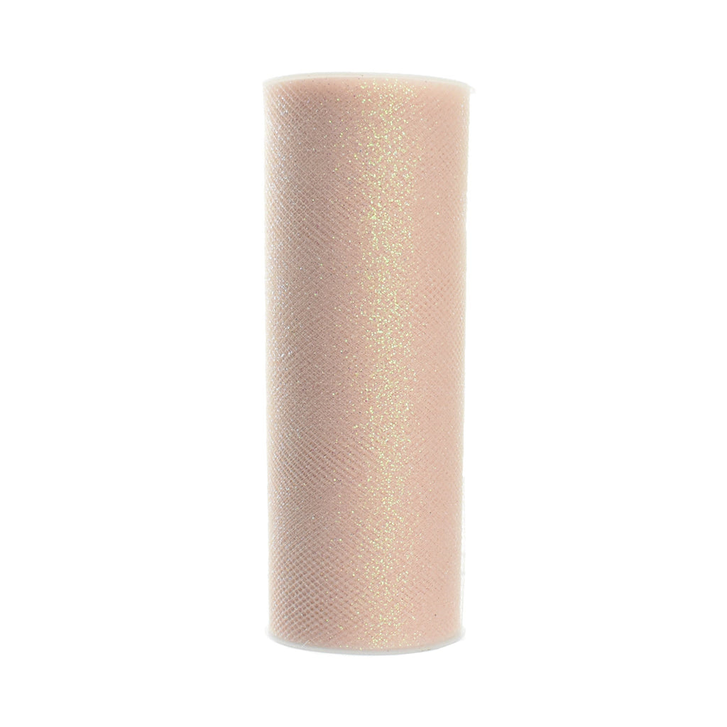 Glitter Tulle Spool, Light Blush, 6-Inch, 10-Yard