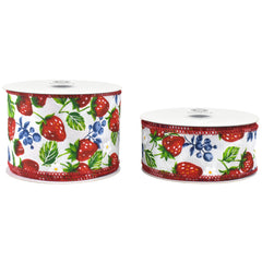 Spring Strawberries Blueberries Wired Ribbon, 10-yard