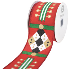 Christmas Nutcracker Uniform Pattern Wired Ribbon, 2-1/2-inch, 10-yard