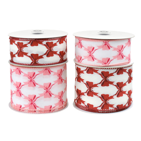 Patterned Pretty Bows Satin Wired Ribbon, 10-yard