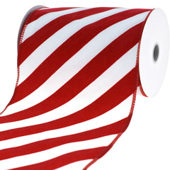 Christmas Candy Cane Grand Velvet Outdoor Wired Ribbon, 10-yard