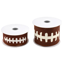 Football Pigskin Pattern Sports Wired Ribbon, 10-yard