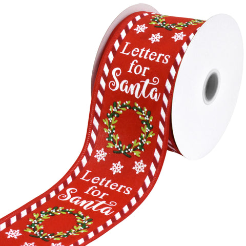 Christmas Letters for Santa Wired Ribbon, 2-1/2-inch, 10-yard