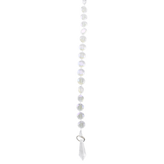 Hanging Beaded Floral Chandelier with Icicle Crystals, 10-1/2-Inch - Silver