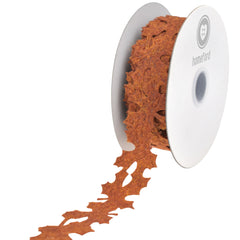 Fall Leaves Felt Cutout Ribbon, Brown, 1-1/2-inch, 10-yard