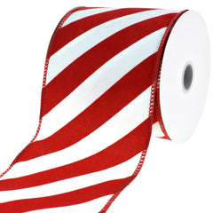 Christmas Candy Cane Grand Velvet Outdoor Wired Ribbon, 10-yard