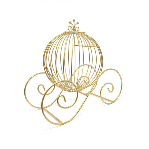 Metal Wire Pumpkin Coach, 12-Inch, Gold