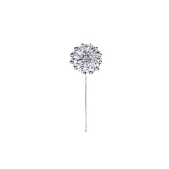 Rhinestone Silver Floral Pin, 1-1/2-Inch, 6-Count