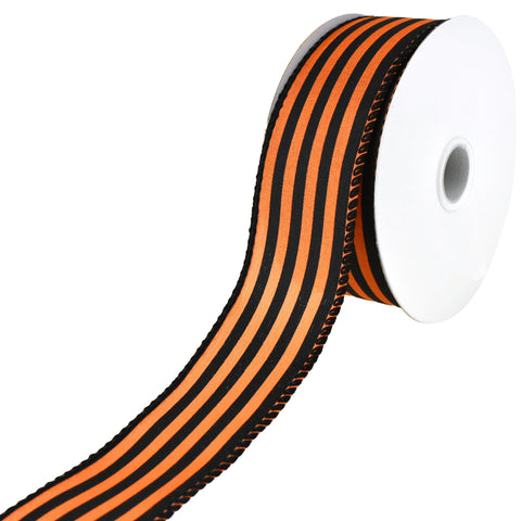 Halloween Cabana Stripes Satin Wired Ribbon, 1-1/2-Inch, 10-Yard