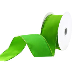 Christmas Velvet Tinsel Edge Wired Ribbon, 2-1/2-Inch, 10-Yard - Lime Green