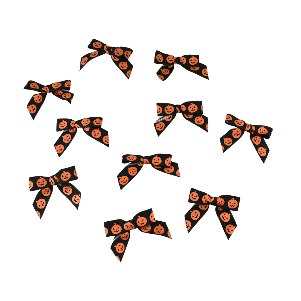 Jack-o'-Lantern Halloween Twist Tie Bows, 3-1/4-Inch, 100-Count - Black