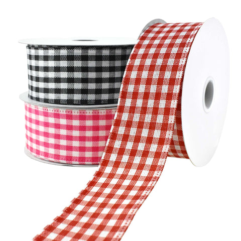 Gingham Canvas Wired Ribbon, 1-1/2-Inch, 10-Yard