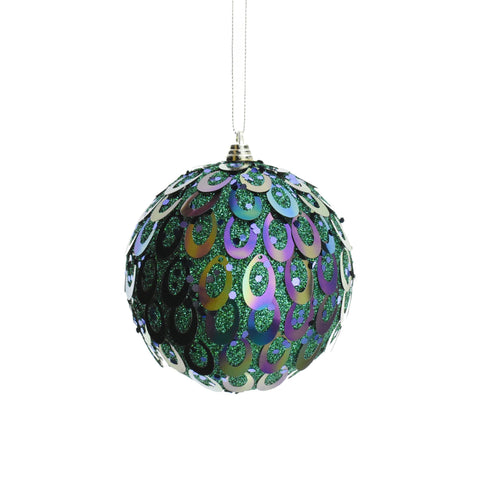 Shiny Peacock Ball Christmas Ornament, 4-Inch