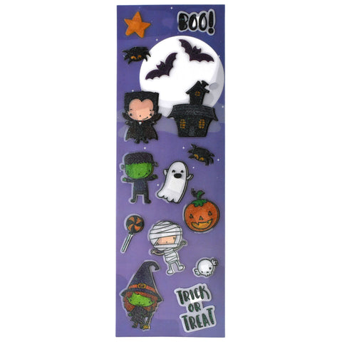 Halloween Cartoon Monster Pals 3D Stickers, Assorted Sizes, 16-Piece
