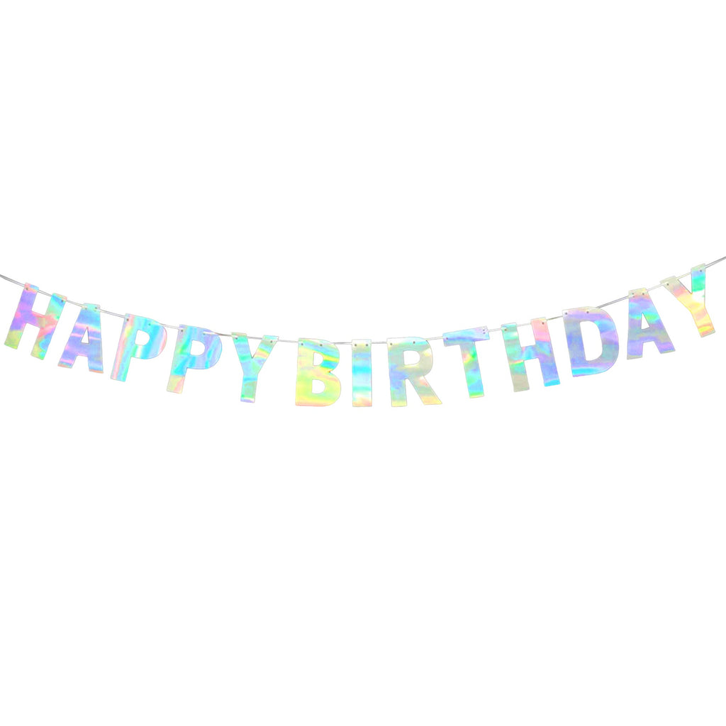 Happy Birthday Party Banner, 7-Inch - Iridescent