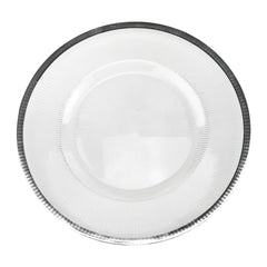 Ribbed Clear Round Plastic Charger Plate, 12-3/4-inch