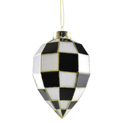 Checkered Diamond Finial Christmas Ornaments, 3-Inch, 3-Piece