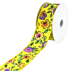 Electric Cartoon Flowers Wired Ribbon, 10-yard