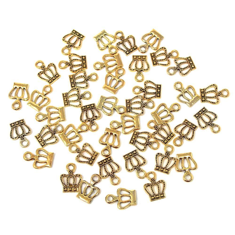 Small Royal Crowns Metal Charms, Gold,  5/8-Inch, 35-Count