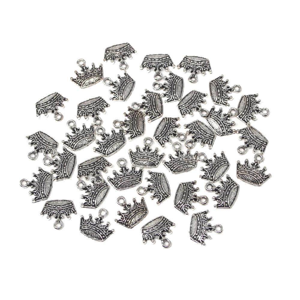 Small Crown Metal Charms, Silver, 3/4-Inch, 36-Count