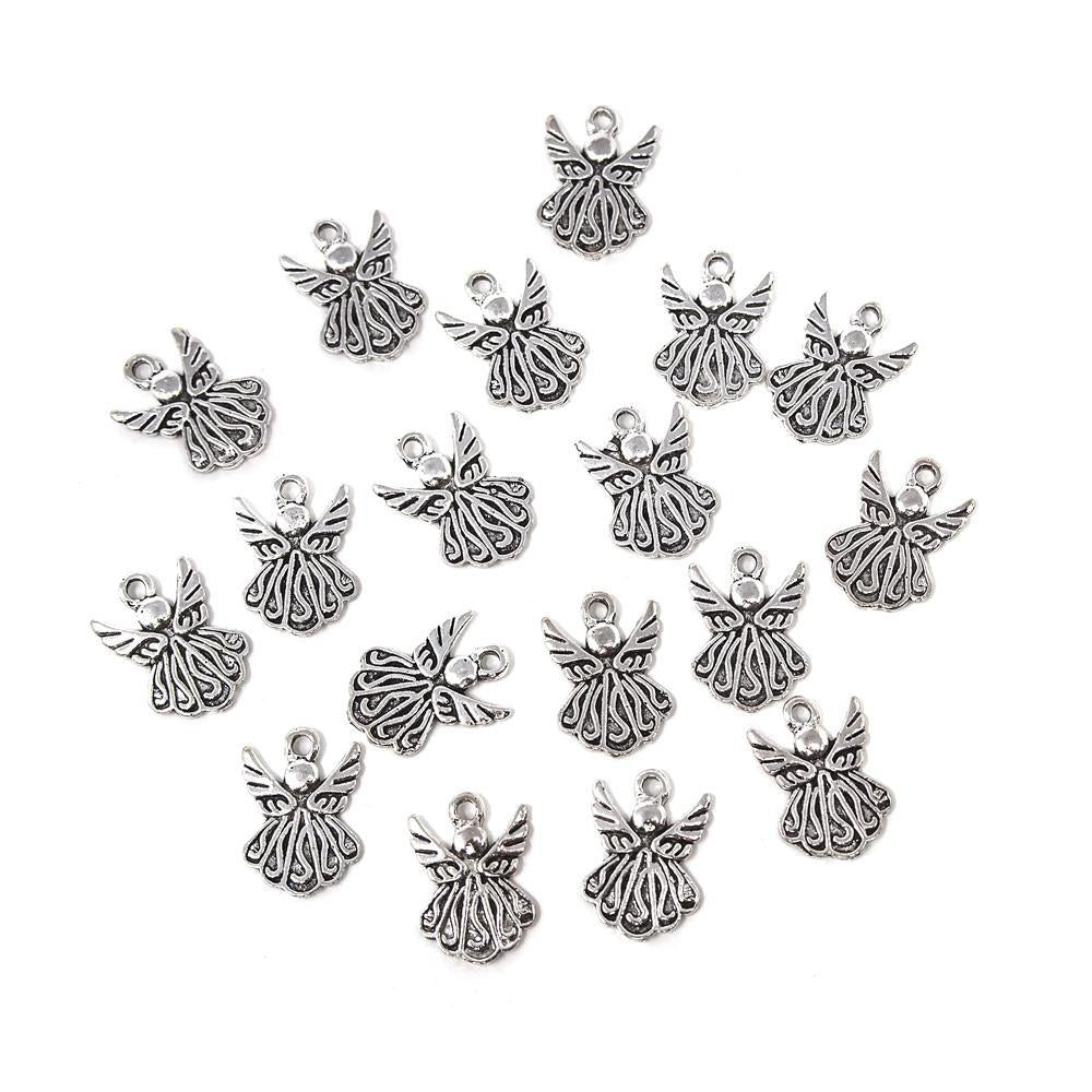 Small Cute Angel Metal Charms, Silver, 3/4-Inch, 18-Count