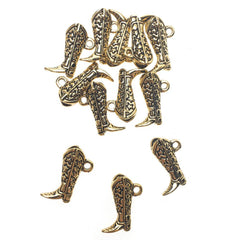 Starry Cowboy Boot Metal Charms, 1-Inch, 12-Count