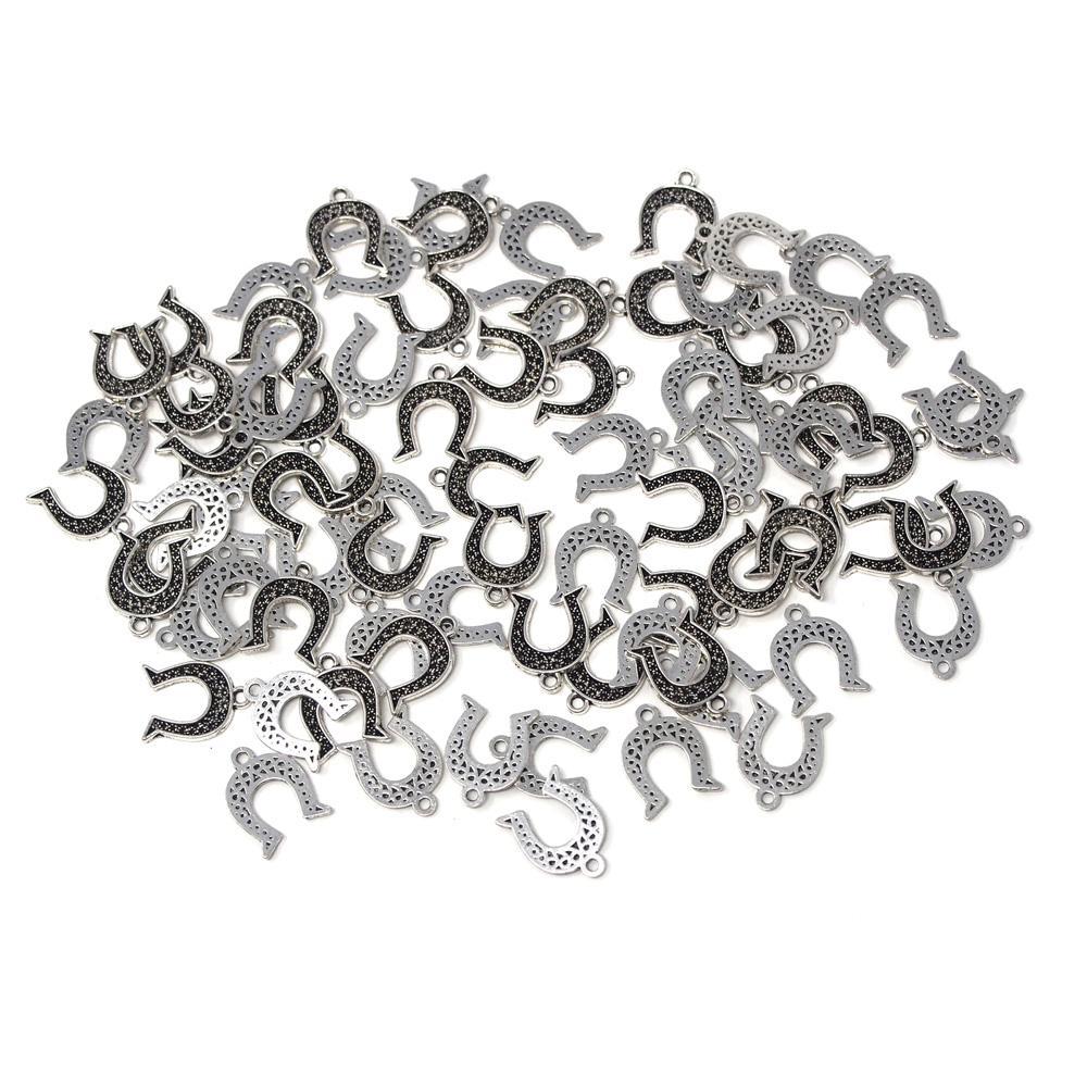 Small Horseshoe Metal Charms, Silver, 1/2-Inch, 35-Count